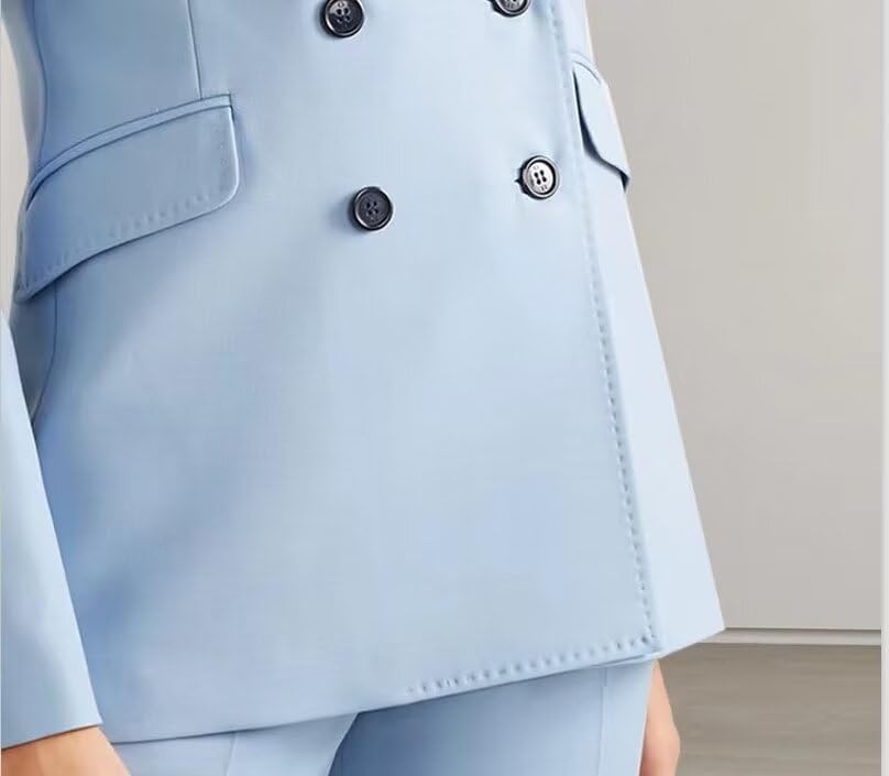 Women's Slim Fit 2 Pieces Suits Double Breasted Open Front Business Blazer Suits Casual Office Lady Suit Blazer + Pants2