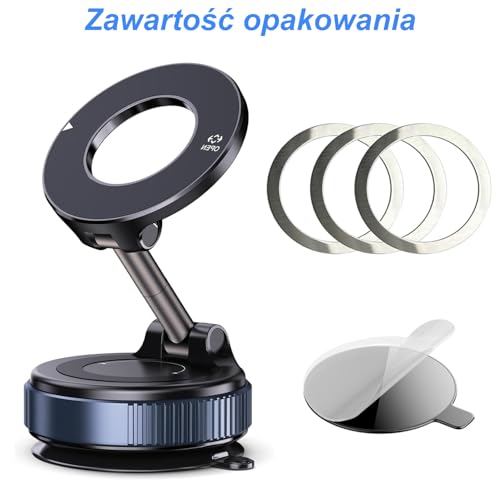 GONSIFACHA Magnetyczny Uchwyt Samochodowy do Telefonu kompatybilny z MagSafe, Przyssawka Próżniowa, Obrót 360°, Silne Magnesy N52, Składany, kompatybilny z iPhone 17 16 15 14 i większością smartfonów