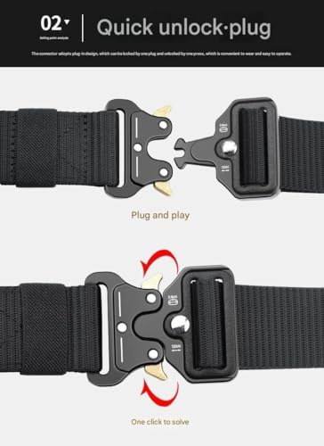 2-Pack Men's Tactical Military Belt with Quick-Release Metal Buckle 3type4
