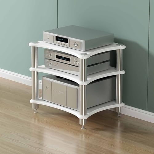 Soporte portátil de 3 niveles para cine en casa y estantería audiovisual con pies ajustables 2