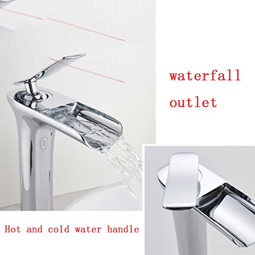 Grifo de baño de cascada de latón sólido LWX con acabado espejo cromado 4