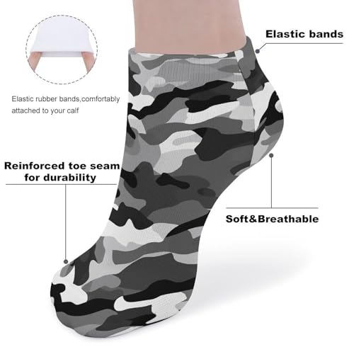 Black Grey White Camo Socks No Show Socks Low Cut Anti-Slid Athletic Casual Invisible Liner Socks Unisex3