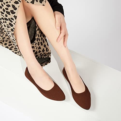 BABUDOG Women's Mesh Flats Shoes Pointed-Toe Dress Shoes for Women Black Flats Shoes Comfortable Memory Foam Flats Shoes(Brown.US7) | Image 5