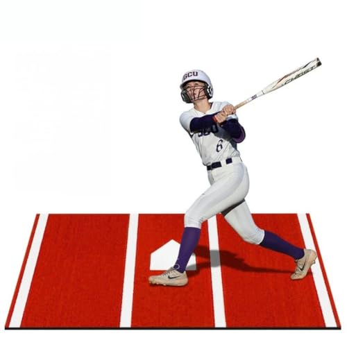 TIMDU 野球とソフトボールのバッティングマット 野球練習マット 高密度人工芝 5mm滑り止め高弾性EVA 色褪せ防止 室内 屋外用 学童 少年 大人 (レッド,116*300cm)
