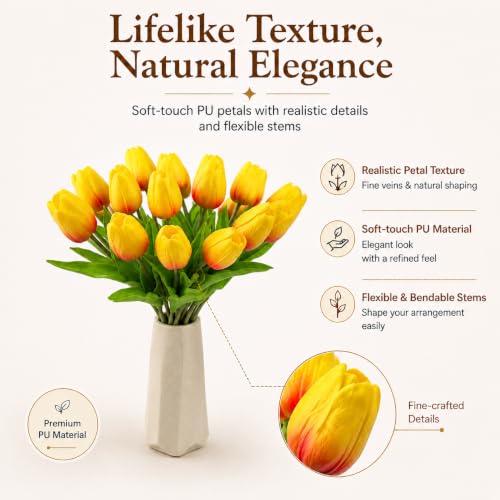 Image of Mandy's 20pcs Artificial Sunset Tulips