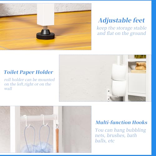 Simple Trending 4 Tier Over The Toilet Storage with Drawers, Heavy Duty Bathroom Stand Organizer Metal Shelves for Laundry, White - Image 6