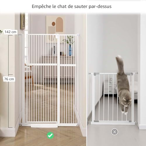Barrière pour chat extra haute unipaws structure robuste en métal blanc