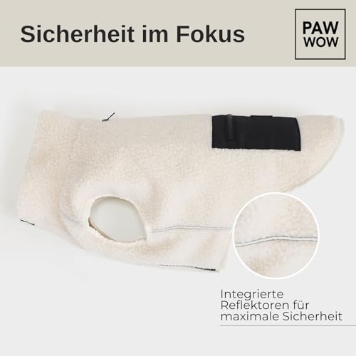 PAW WOW MIKA Hundejacke | Hundemantel Teddy-Fleece | Hunde-Weste mit Bauchschutz für kühle Temperaturen (Beige, L)