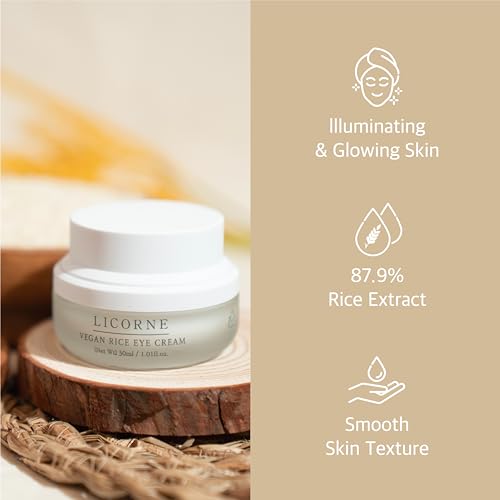 LICORNE-Vegan-Under-Eye-Cream-for-Dark-Circles-and-Puffiness-Suitable-for-Delicate-Skin-Under-Eye-Area-Rice-Eye-Cream-101floz-Korean-Skincare