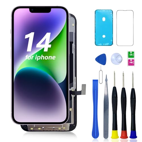 FNKJYND iPhone 14�p�X�N���[�������p 6.1�C���`LCD iPhone 14 A2882�AA2649�AA2881�AA2884�AA2883 3D Touch LCD �f�B�X�v���C �f�W�^�C�U�[ �^�b�`�X�N���[���A�Z���u�� �C���c�[���p�[�c�t��