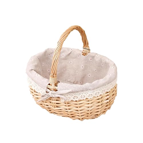 Panier Osier Pique Nique, Panier en Saule Tissé, Panier en Osier avec Anse, Petit Panier en Osier, pour Pique-Nique, Camping, 25.5 x 21 x 13 cm