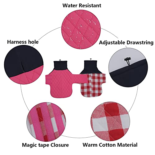 Geyecete Dachshund Winter Coat - Warm, Waterproof, Windproof With High Neckline String Holes for Small Dogs - Pink - Size S - Image 3