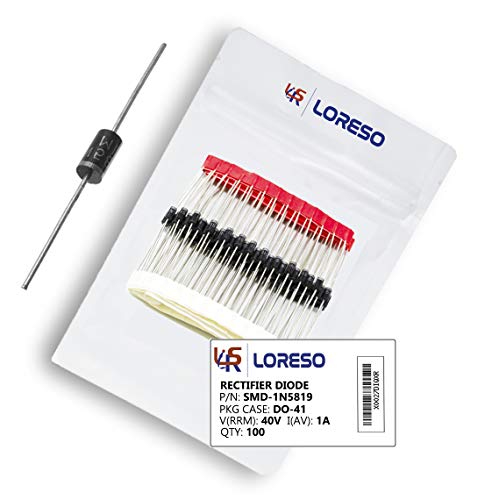 Loreso 1N5819 Diode, Pack Of 100 - Schottky Barrier Rectifier Diodes Axial 5819 1N5819 40V 1.0A Do-41 1.0 Amp 40 Volt #TOP30