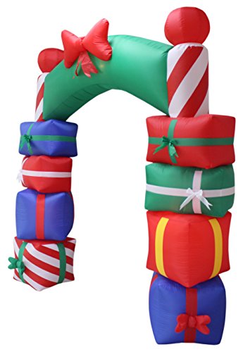 8 Foot Tall Lighted Christmas Inflatable Stacked Colorful Gift Boxes Archway With Red Bow Lights Outdoor Indoor Holiday Decorations Blow Up Yard Giant Lawn Inflatables Home Family Outside Decor #TOP3