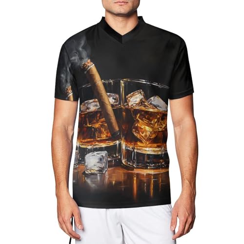 Camiseta de fútbol masculina con acabados premium y diseño Cigar Whiskey Wine