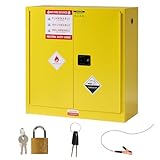 SPECRAFT 45 Gal Flammable Cabinet, 44x43x18 Inch, Cold-Rolled Steel, Adjustable Shelves, OSHA & CE Certified for Industrial, Commercial, Laboratory, and Institutional Use, Yellow