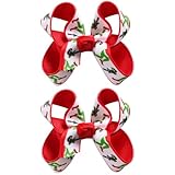 2PCS Christmas Red Green Hair Bow Clips 3 Inch Xmas Hair Accessories Women Monster Costume Gift Barrette Decorations
