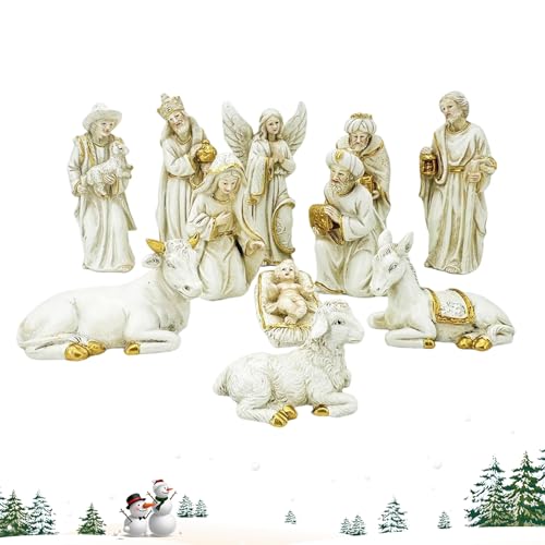 Kerststal - Complete collectie Van 11 kerstfiguren, artistieke sagrado scène, magnífico sculptuur Van de la Sagrada Familia, religieuze displayfiguren | Tuindeur, seizoensdisplay