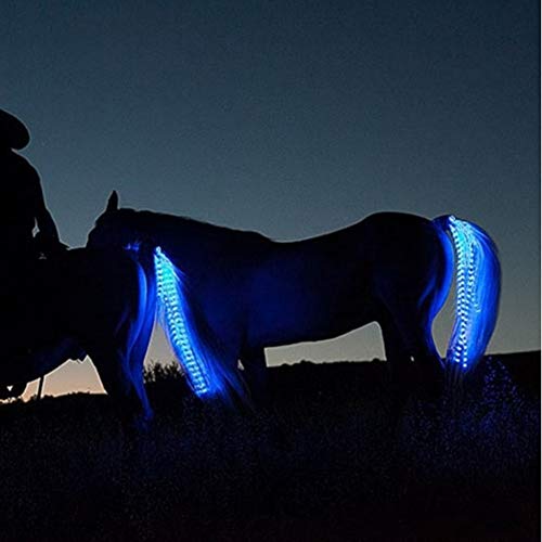 Flytianmy 100CM Horse Tail USB Lights Chargeable LED Horse Harness Equestrian Outdoor Sports The Lights Horse Tail Blue