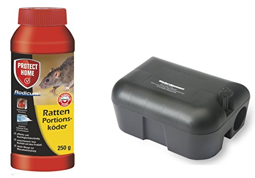 Preisvergleich Produktbild Köder-Discount: Sparset Rattenbekämpfung - 1 Köderbox Plus 250g Rodicum Rattengift