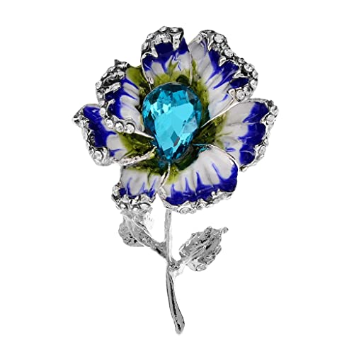 Accessoires d'été : offrez une broche fleur bleue en strass scintillants