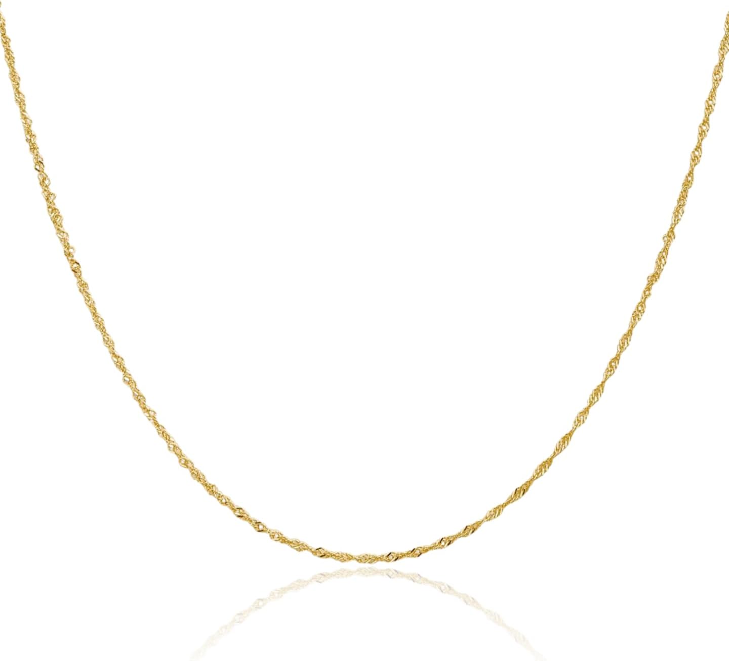 IceCarats 14K Solid Yellow Gold 1mm Dainty Singapore Chain Necklace Polished