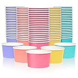 MATICAN Paper Ice Cream Cups, 100-Pack 5.5-oz Disposable Dessert Bowls for Hot and Cold, 5.5-ounce, 5 Pastel Colors