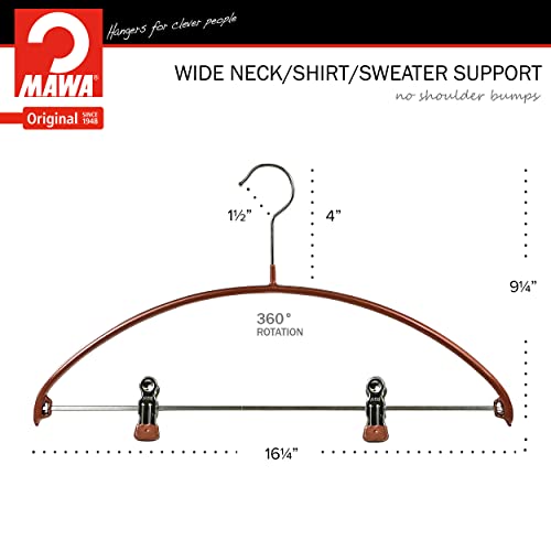 Mawa By Reston Lloyd European Non-Slip Metal Clothing Hanger, Smooth Shoulder Support & Adjustable Pant Clips, Set Of 70, Copper #TOP3