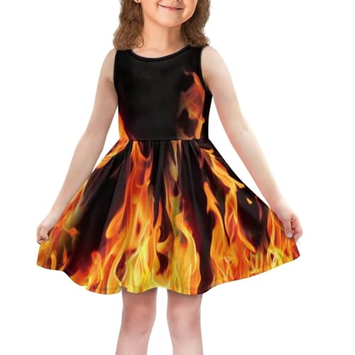 Dress for Toddle Girls 2-14T Sleeveless Crew Neck Sun Dress Midi Sundresses with Pockets Holiday Party Playwear
