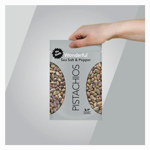 Image of Wonderful Pistachios No Shells, Sea Salt & Pepper Flavored Nuts Resealable Bag, Protein Snacks, Gluten Free, Healthy Snack, 11 Ounce (Pack of 2)
