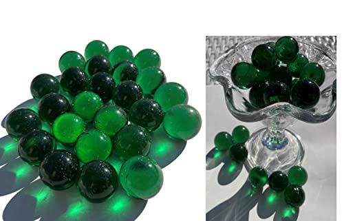 25 grandes bolas de cristal transparente, verde, 27 mm, 500 g, canicas, bolas decorativas de cristal verde