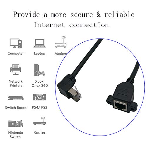 Cable Extensión CAT6 RJ45 Ángulo 90° Macho a Hembra 1ft miniatura 5