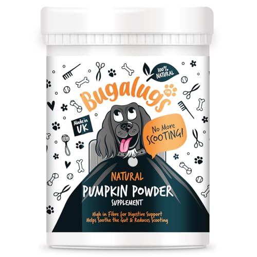 Bugalugs Pumpkin Powder For Dogs- 100% Pure Pumpkin Powder Dog Food Topper, Pumpkin Puree Powder Naturally Rich in Prebiotics & Fibre for Dogs Gut Health & Healthy Stools 200g