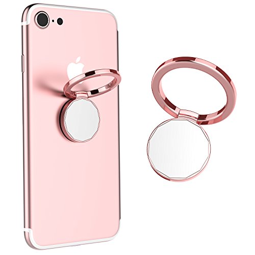 ICEYA Phone Ring Holder 360° Rotation Mirrior Phone Ring Stand Fit Well with Magnetic Phone Mount Holder Compatible with iPhone 8 Plus/XS Max and Other Smartphones (Rose Gold)