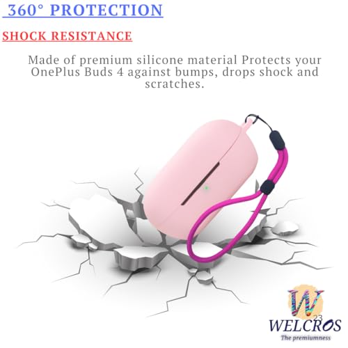 Image of WELCROS Soft Silicone Case Cover for Sony WF-C710N | C710NSA with Lanyard (Pink)