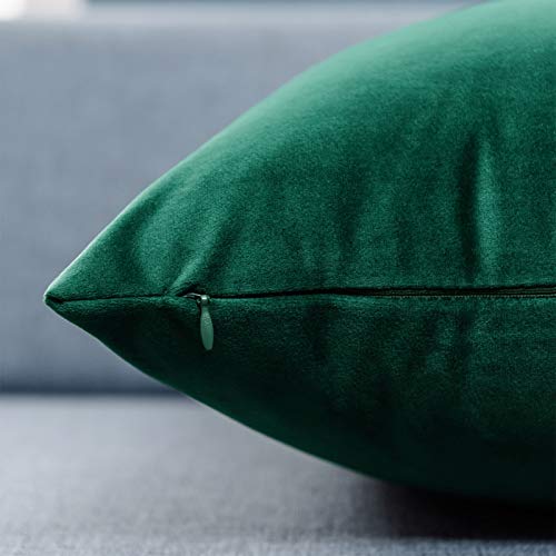 Image of JUSPURBET 22x22 Decorative Velvet Throw Pillow Covers Set of 2,Dark Green | Modern Soft Cushion Covers Cases with Hidden Zipper for Couch Sofa Bed Living Room Bedroom Christmas Decor