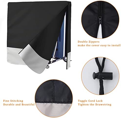 Coverify Table Tennis Table Cover Outdoor, Waterproof 300D Oxford Fabric, Windproof, Anti-UV, Rip Proof Ping Pong Table Cover, Indoor / Outdoor (165×85×165cm) - Black