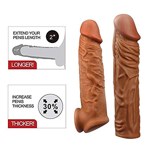 Privacy Packaging. Long Style Penis Sleeve TWGXY Ultra-Lifelike Fantasy X-Tensions Extender Extension Chastity Extension Cock Sleeves Dick Sock Reusable(2 Pcs). 018