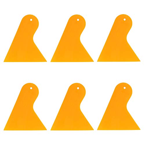 Image of 6 Pieces Plastic Spatula Plastic Scraper Tool Car Vinyl Wrap Squeegee Window Film Squeegee Vinyl Film Wrap Cleaning Scraper Sticker Installation Tool Air Bubble Remover, Yellow