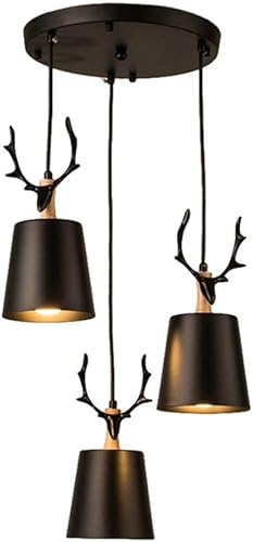 Chandeliers, Modernchandelier,Metal Shade Andmal and Tables Christmas Decoration Lighting, Wrought Iron Light 3 Bulbs Light for Children's Bedrooms,