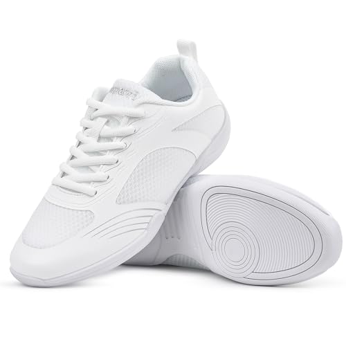 Image of Cheer Shoes for Youth Girls White Cheerleading Athletic Dance Shoes Tennis Sneakers for Competition Sport Training