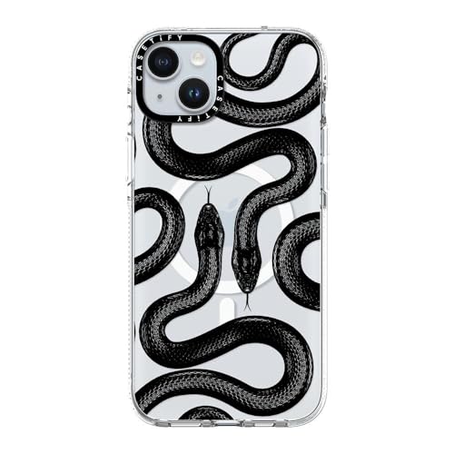 Coque iPhone 15 Plus CASETiFY transparente design serpent royale haut de gamme