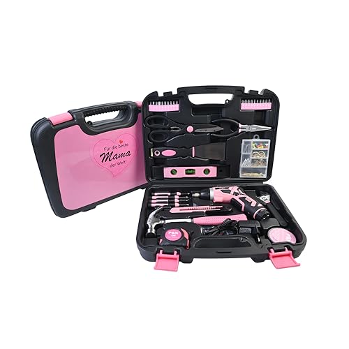 'Für die beste Mama der Welt' – 136-teiliges personalisiertes Werkzeugkoffer-Set | Ideale Geschenkidee für Heimwerkerinnen & DIY-Liebhaber