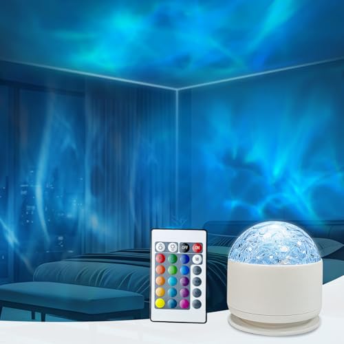 GY Wave Lamp Mini, Lampara Oceano con Cable USB - Proyector Dinámico con Efectos de Luces Oceánica, 16 Colores RGB, Control Remoto, Luz Nocturna para y Dormitorio, Fiestas, Automóvil