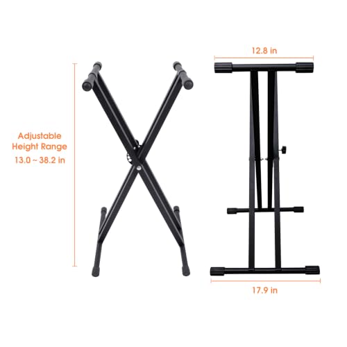 Image of The ONE Double-X Keyboard Stand, Pre-Assembled X-Style Keyboard Stand with Locking Straps & Quick Release Mechanism, Adjustable Piano Stand
