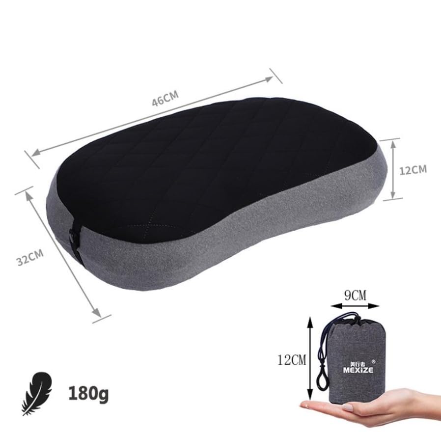 Luminexia Oreiller de Camping Gonflable,Oreiller de Plage Compressible Ultraléger avec Housse Amovible,Coussin de Voyage Ergonomique Confortable pour Le Soutien Lombaire du Cou