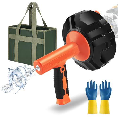 Rohrreinigungsspirale - Automatik Funktion- Ideale Abflussspirale mit automatischer Zuführung-15m elektroplattierte Feder - Ideal für Küchen- und Badezimmerabflüsse -DIY-Enthusiasten
