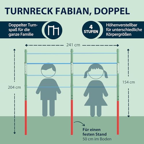 HUDORA Unisex Jugend Doppel-Turnreck Fabian, Mint Doppelturnreck