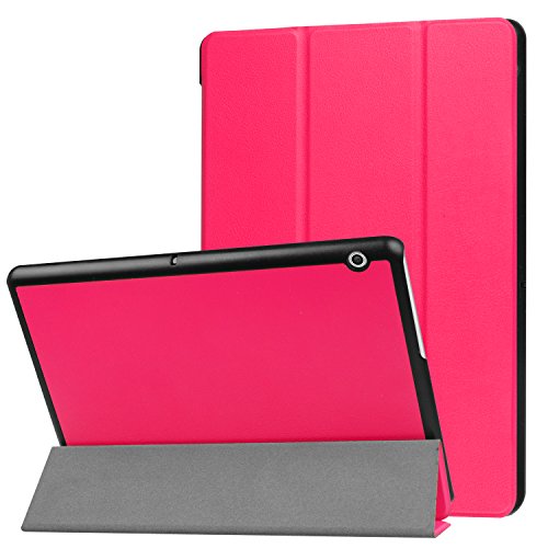 Tablet Protección para Huawei T3 10 Ultra Slim Cover 9.6 Pulgadas Carcasa Función Atril y Wake & Sleep Función + Gratis Stylus Touch Pen Rosa Hot Pink Cover