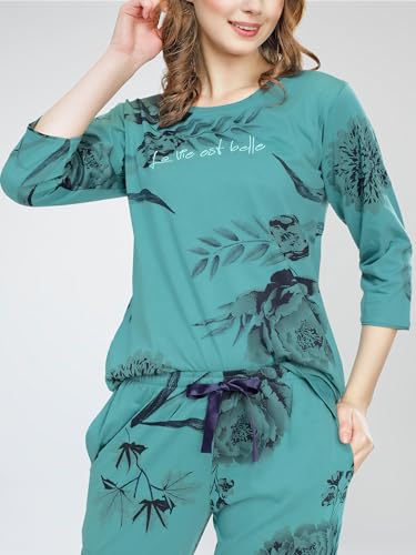 Image of ZEYO Night Suit for Women's Printed Cotton Night Dress of Top and Pajama Set (Available in Plus Size)